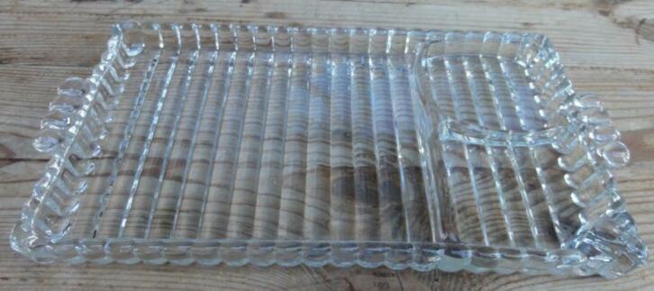 Vintage glazen serveer schaaltjes met ribbels & bolletjes, Ophalen of Verzenden