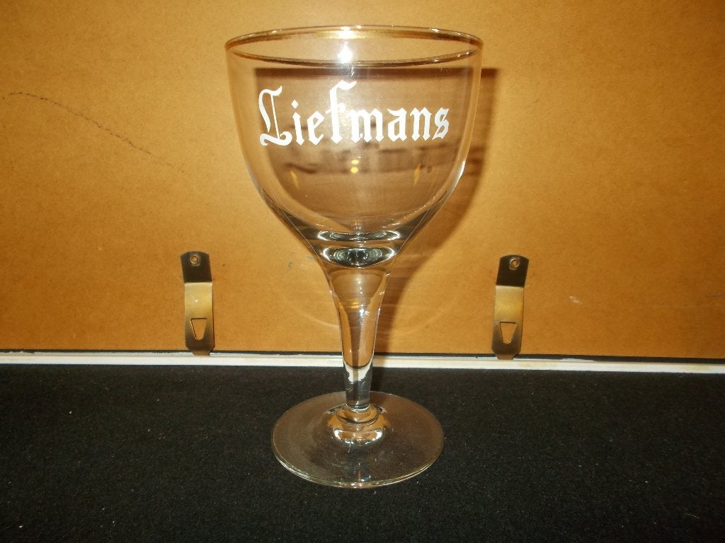 Oud kelkglas Liefmans - hoge voet - 299gram - hoogte 17,8cm., Ophalen, Gebruikt, Glas of Glazen, Duvel