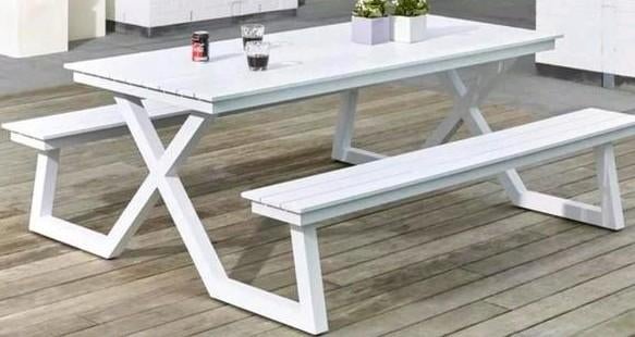 Picknicktafel wit kleur, Tuin en Terras, Ophalen, Aluminium