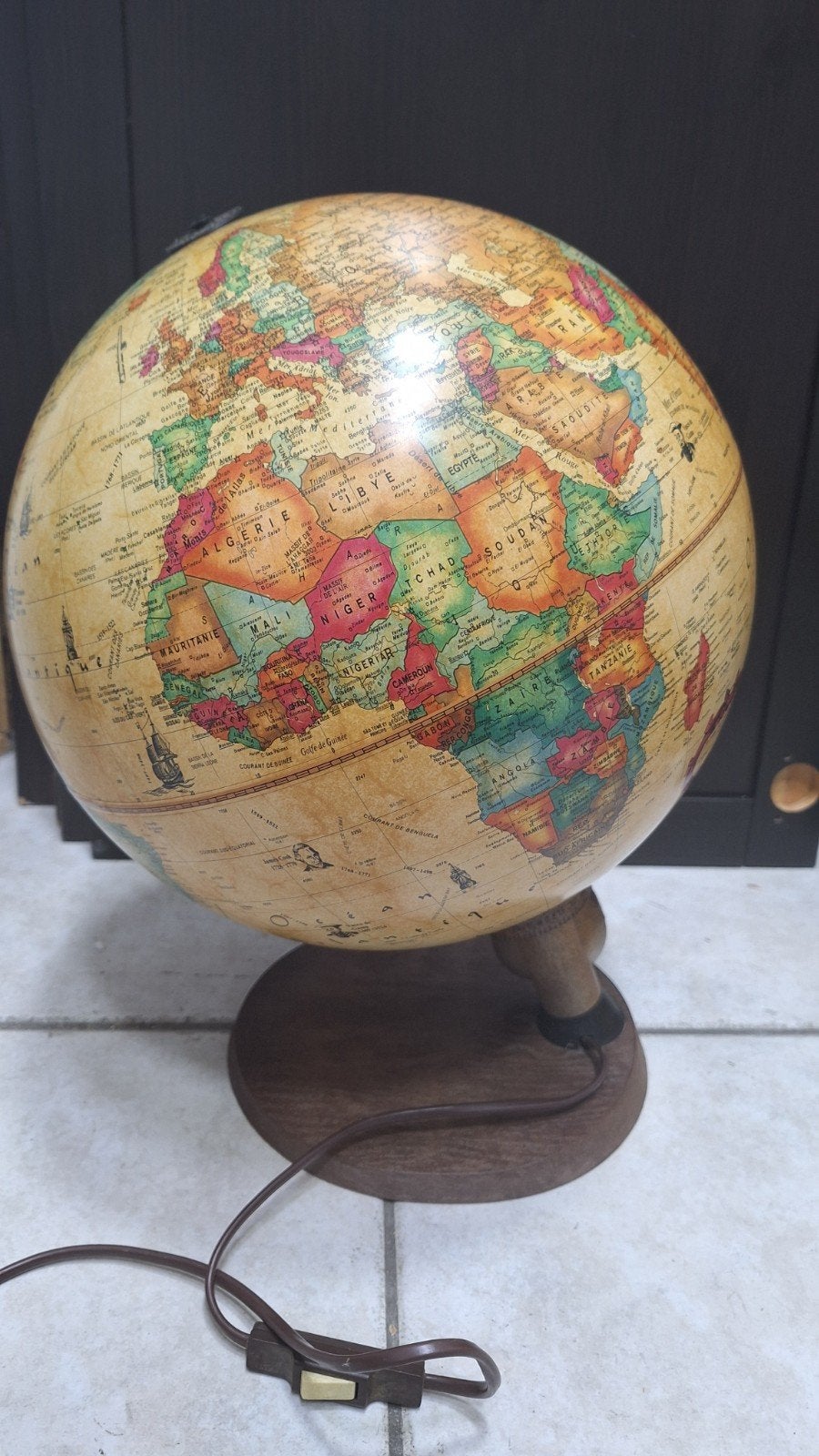 Vintage lichtgevende wereldbol uit 1980 Scan Globe, Ophalen, Verlicht