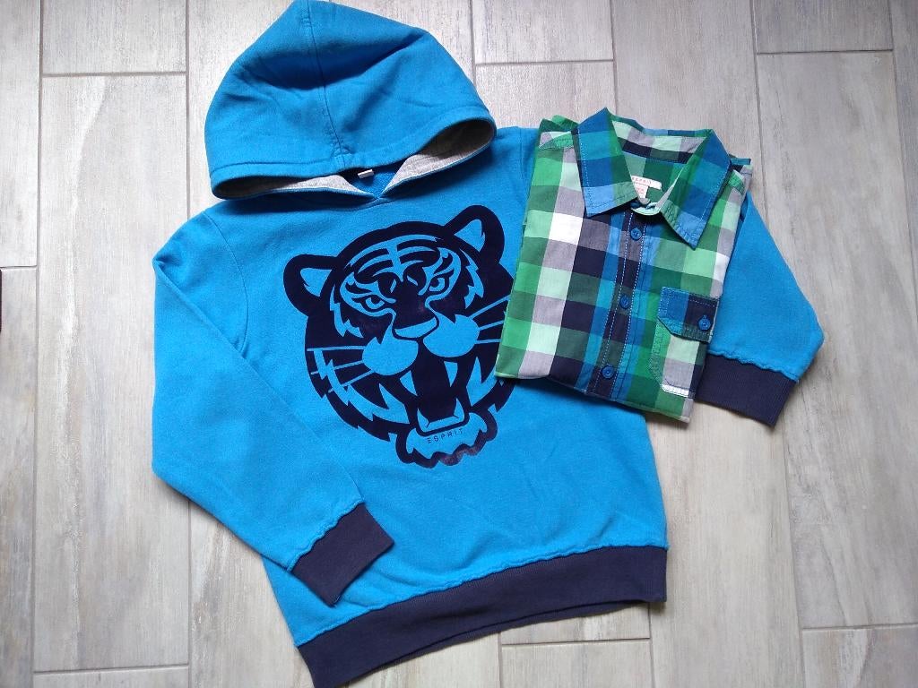 ★ M128 - Set trui met kap en hemd Esprit, Enfants & Bébés, Vêtements enfant | Taille 128, Garçon, Enlèvement ou Envoi, Pull ou Veste