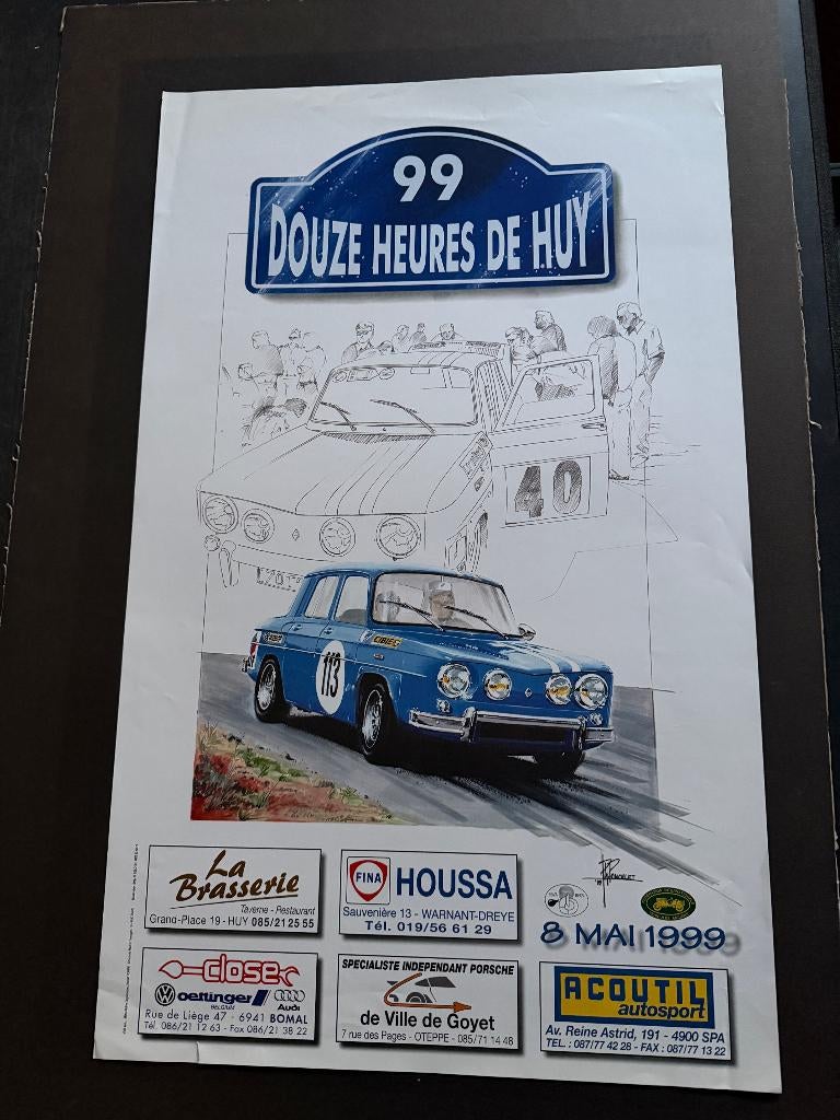 poster 1999 Renault Gordini 12 heures Huy 1999 rally, Ophalen of Verzenden, Auto's