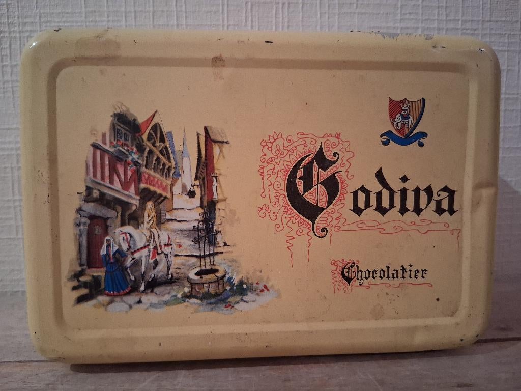 vintage blikken doos - Godiva chocolade, Ophalen of Verzenden