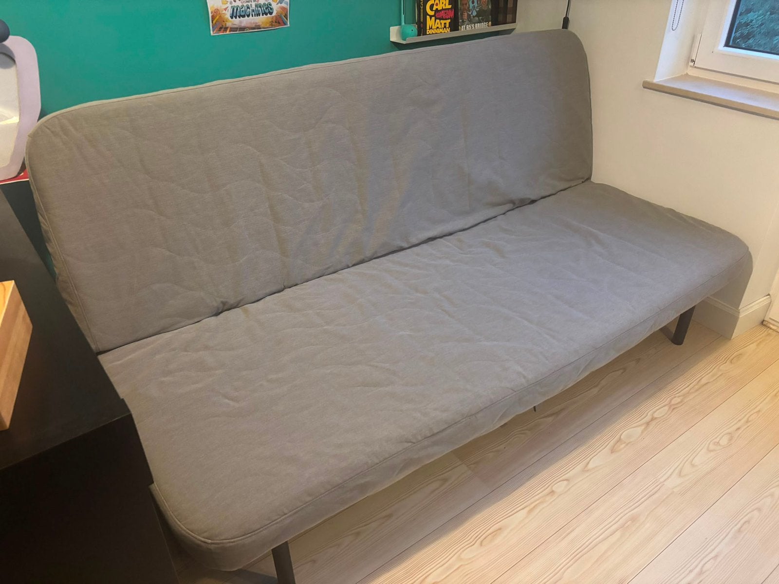 Canapé convertible lit avec housse taupe IKEA, 90 cm, Beige, Comme neuf, Enlèvement