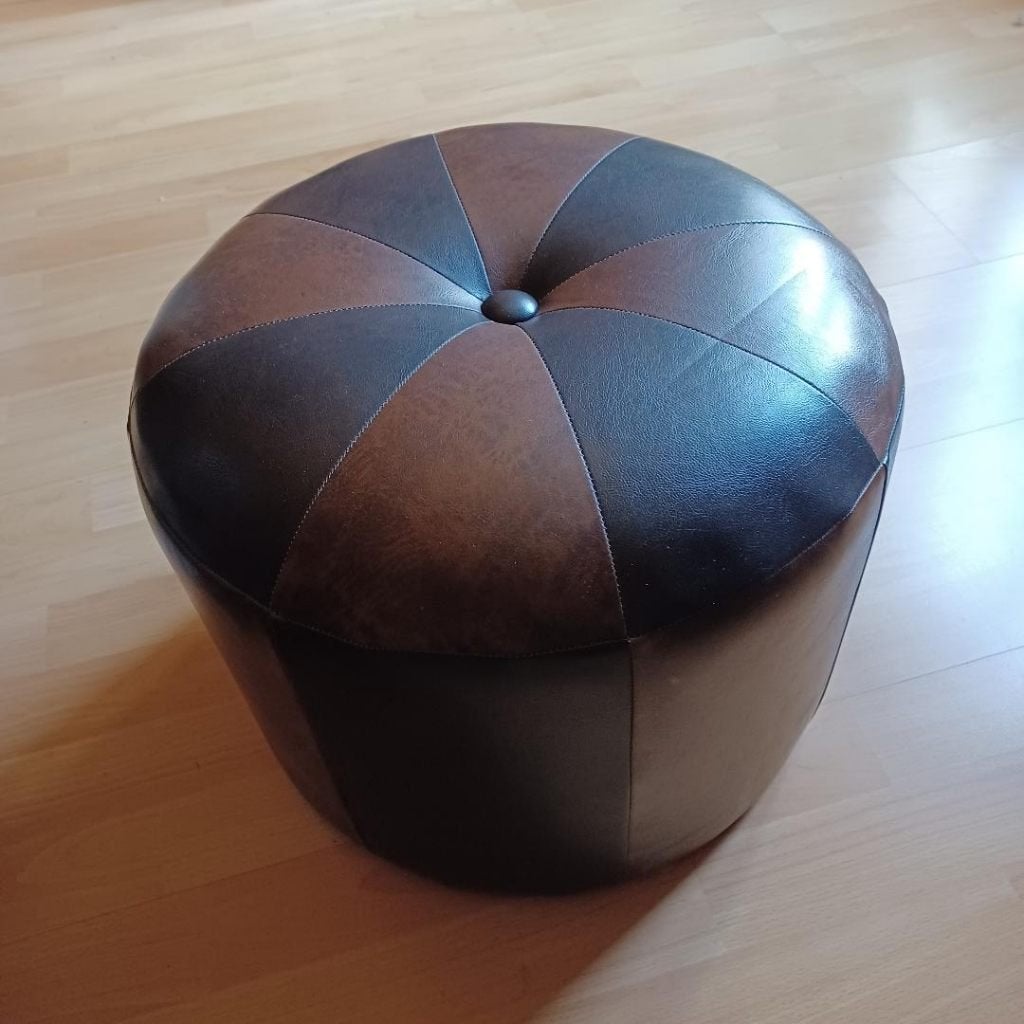 Bruine (2 kleurig) leren poef, Huis en Inrichting, Woonaccessoires | Overige, Ophalen, Overige materialen, Overige stijlen, Nieuw