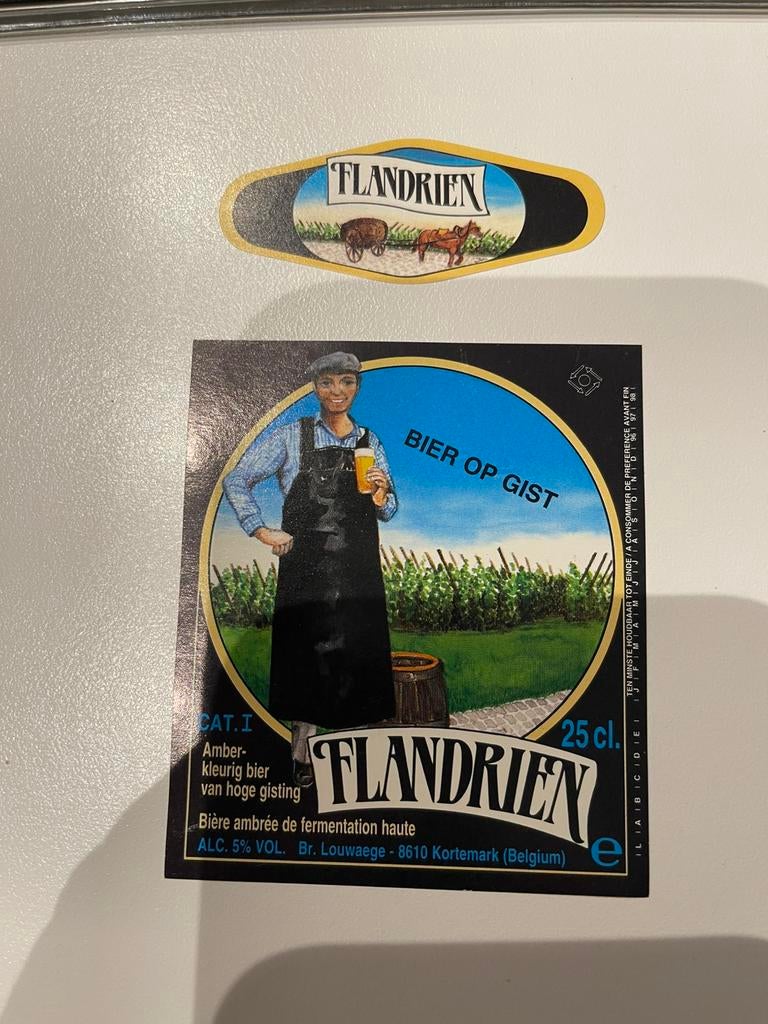 Louwaeges flandrien etiket fles bier, Verzamelen, Ophalen of Verzenden, Zo goed als nieuw