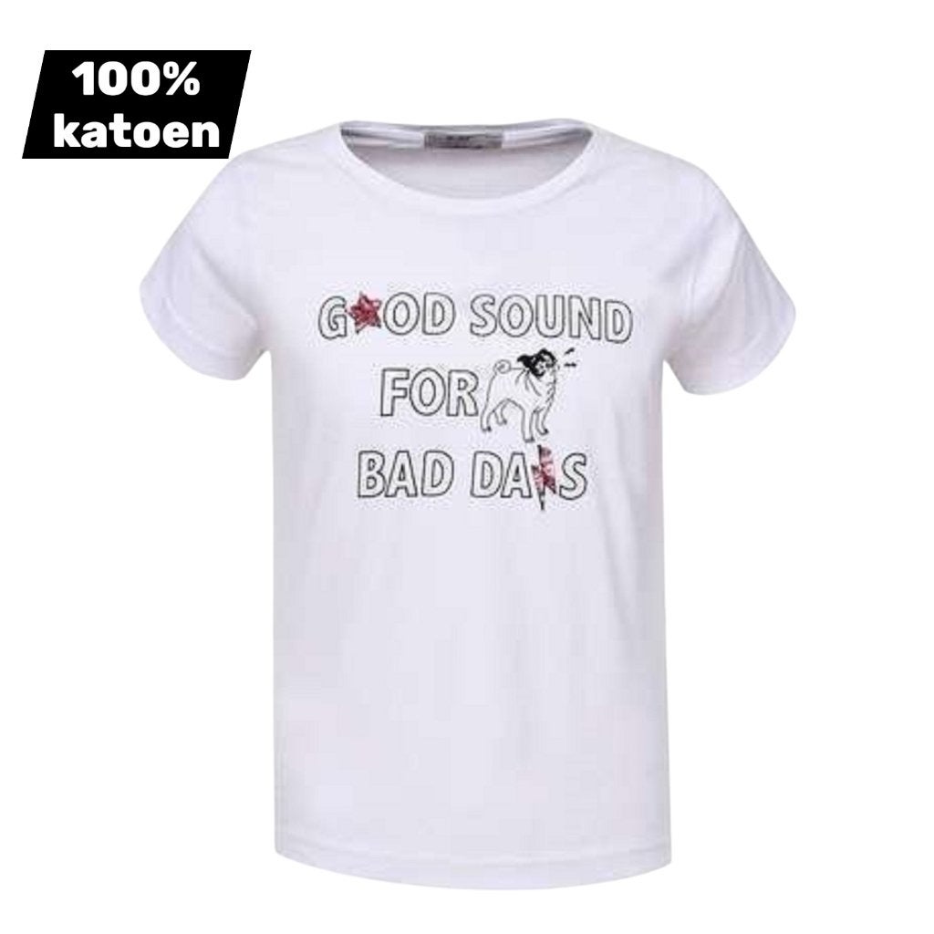 T-shirt 100% katoen good sound wit 152, Kinderen en Baby's, Ophalen of Verzenden, Nieuw, Meisje, Shirt of Longsleeve