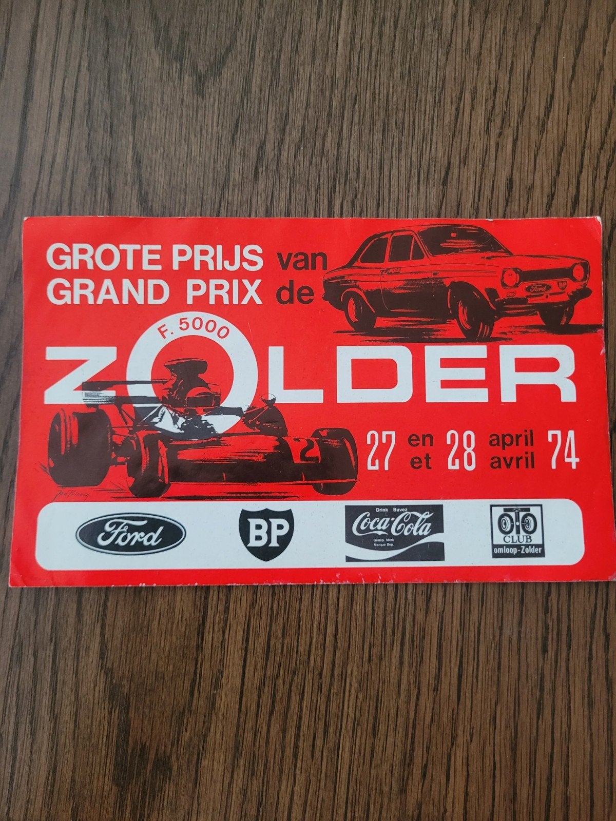 Autocollant ancien Grand Prix Zolder 1974, Enlèvement ou Envoi