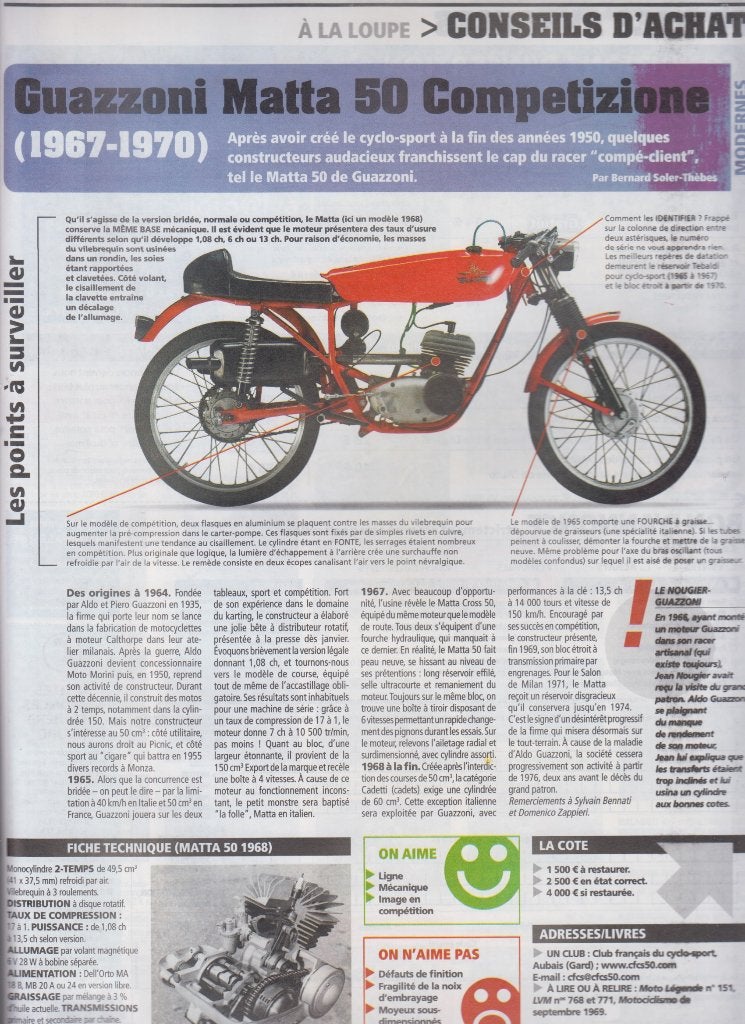 Cyclomoteur Guazzoni 50 Matta competizione collection, Verzenden, Gelezen
