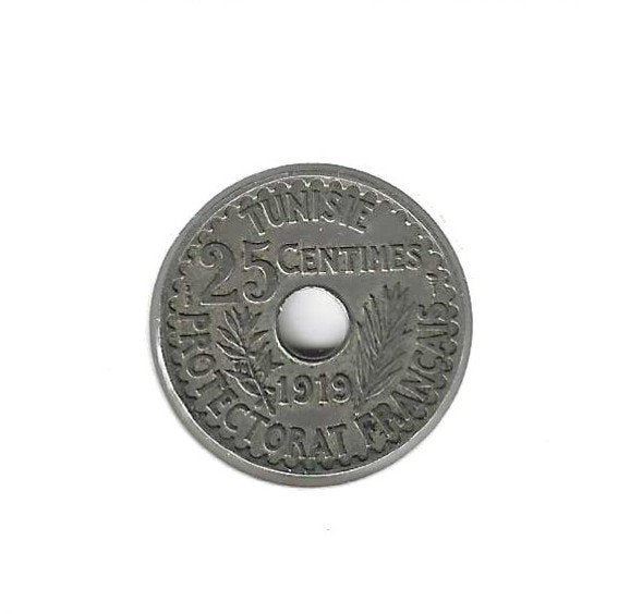 Tunesië, 25 Centimes AH1337(1919)., Timbres & Monnaies, Enlèvement ou Envoi, Autres pays, Monnaie en vrac