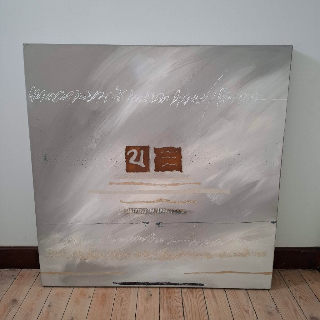 Grand tableau art abstrait contemporain signé, Enlèvement