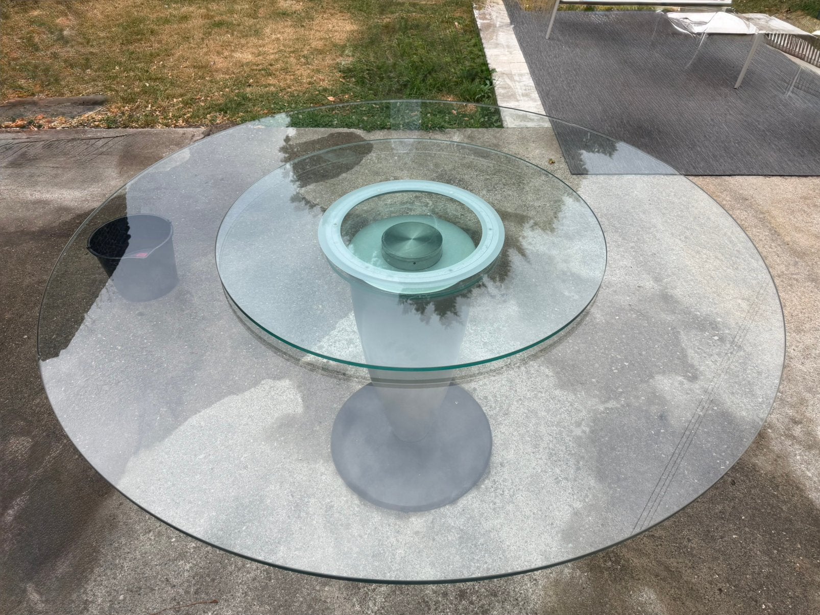 Ronde glazen tafel met dienblad, Ophalen, Gebruikt, Rond, Glas
