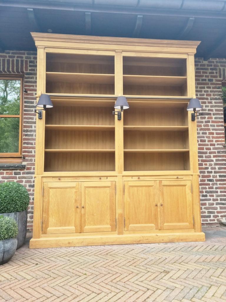 Eiken boekenkast/bibliotheekkast GRATIS LEVERING, Ophalen, Met deur(en), Flamant, 200 cm of meer