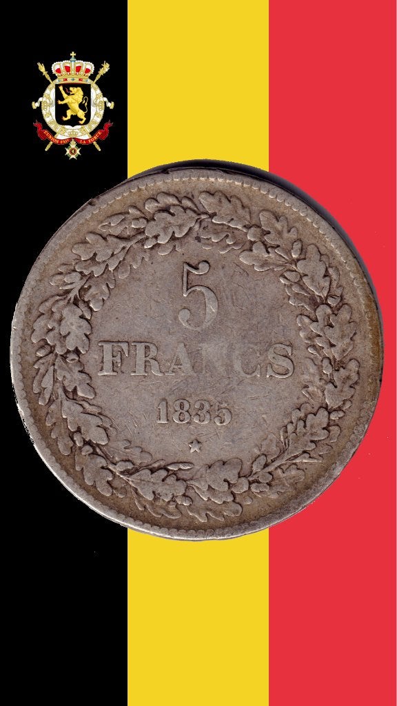 5 francs 1835 position A - Léopold I, Enlèvement ou Envoi, Monnaie en vrac, Argent, Argent