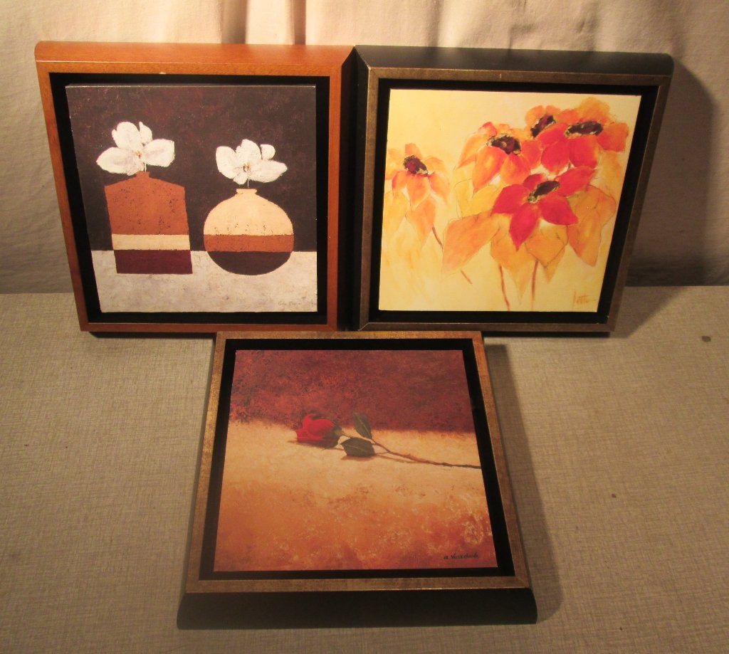 3 magnifiques tirages d'art - Fleurs - 25x25, Enlèvement ou Envoi, Comme neuf, Imprimé