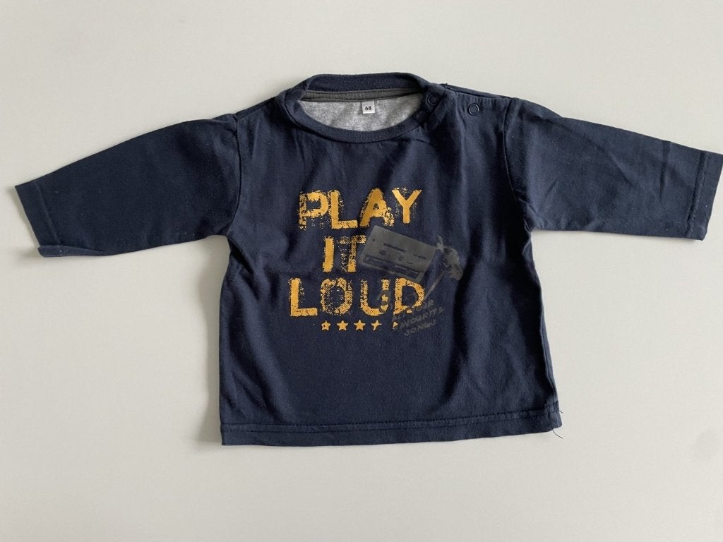 Blauwe t-shirt met lange mouwen maat 68, Kinderen en Baby's, Babykleding | Maat 68, Ophalen of Verzenden, Zo goed als nieuw, Jongetje