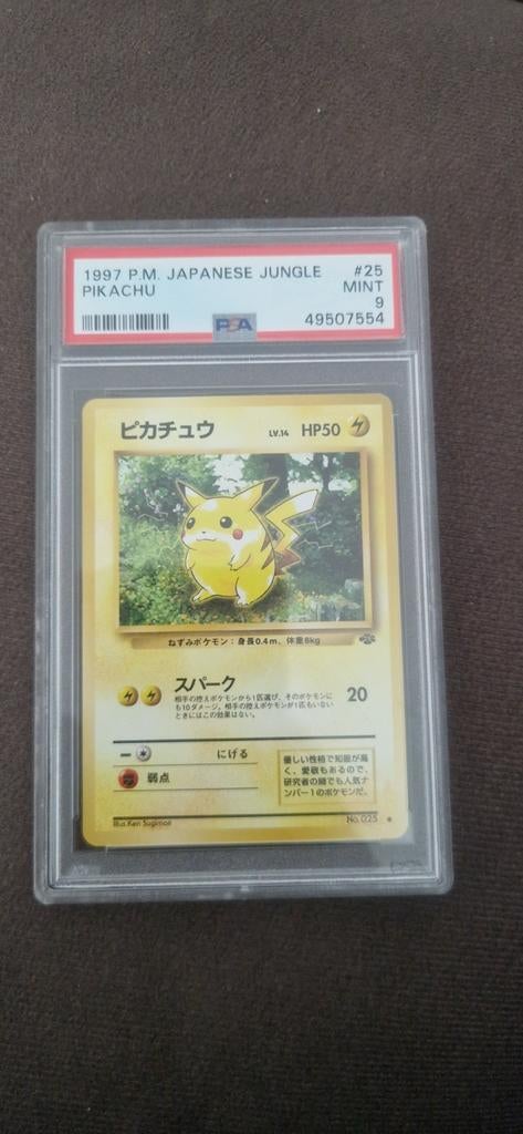 Pokemon kaart 1997 Japanse jungle psa 9 pikachu, Ophalen of Verzenden