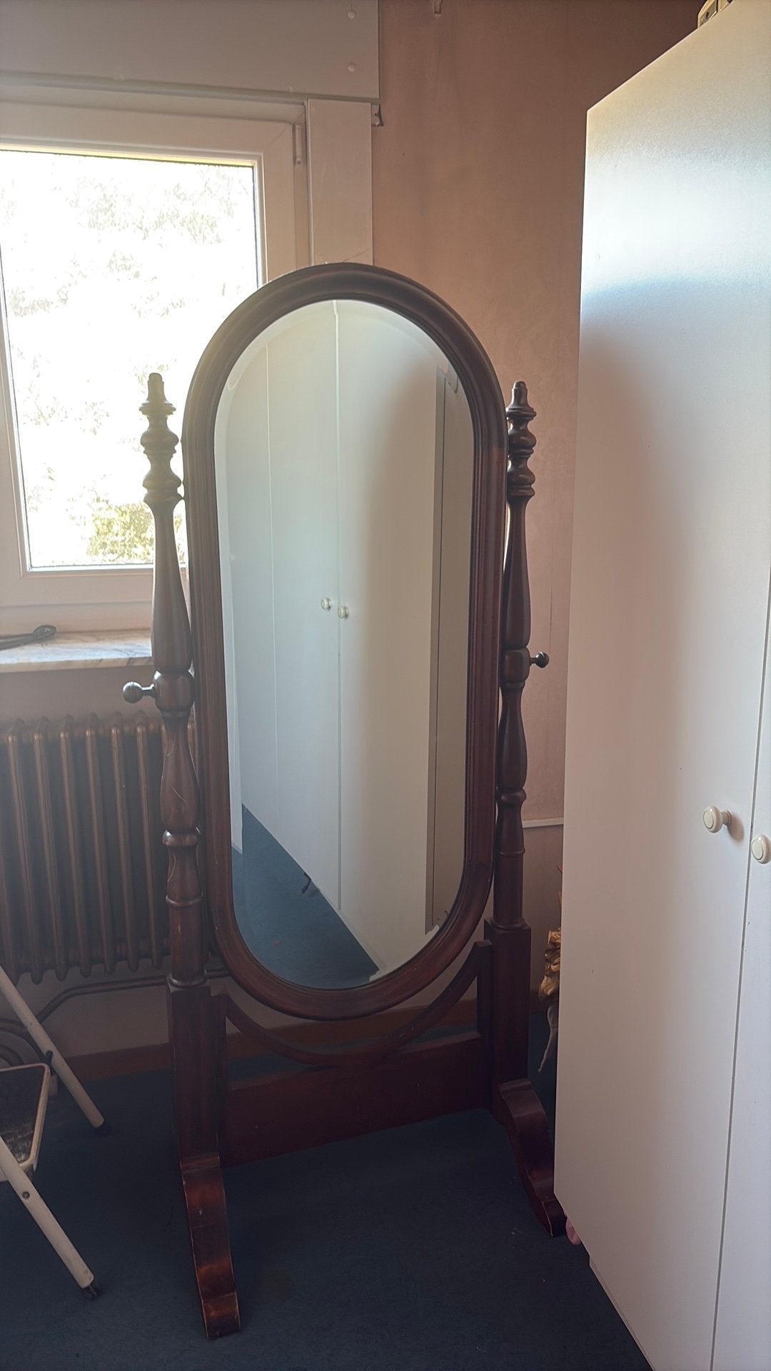 Staan spiegel, Antiek en Kunst, Ophalen, Ovaal, 50 tot 100 cm, 150 tot 200 cm