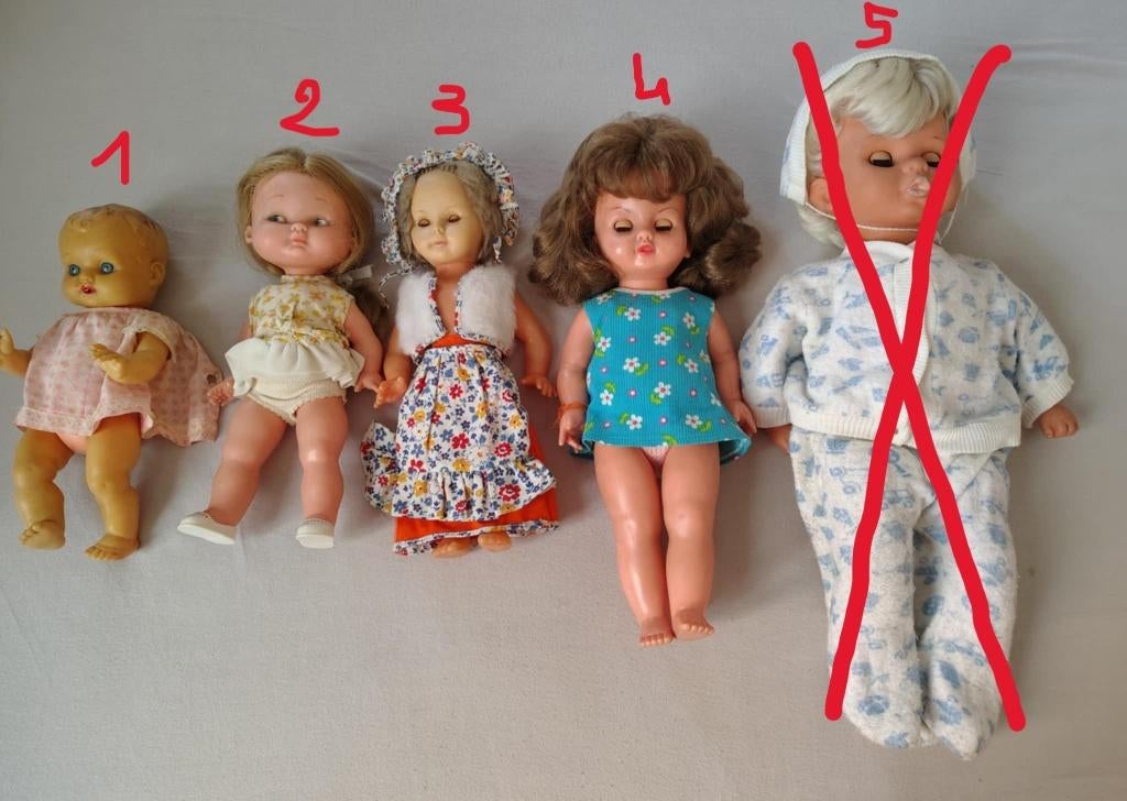 4 vintage poppen eind jaren 60/ begin 70, Ophalen of Verzenden