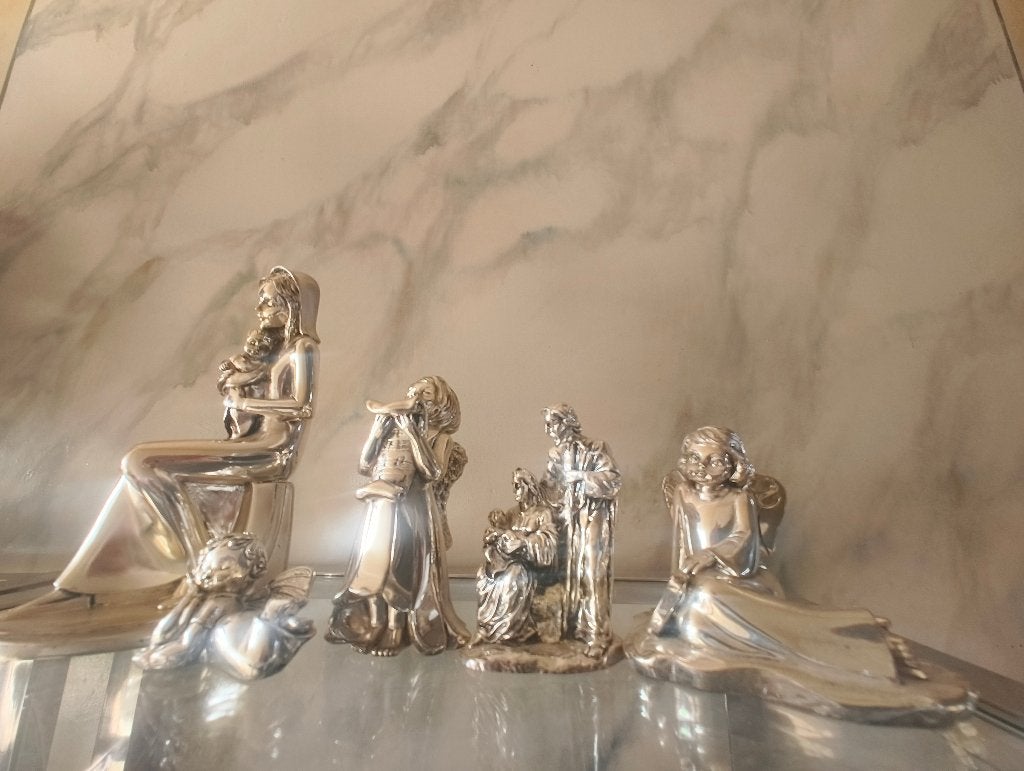 Magnifique groupe de Noël italien de 5 pièces R Argento 925, Antiquités & Art, Enlèvement