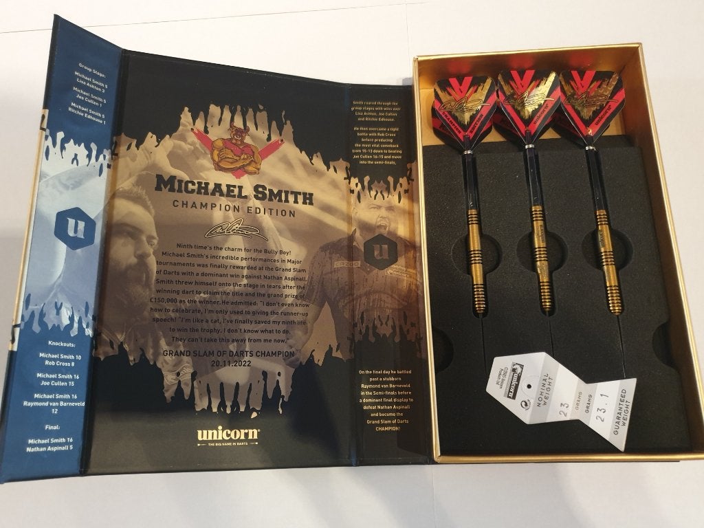Michael Smith Champion Edition Limited Gold Darts 23 gram, Sport en Fitness, Ophalen of Verzenden, Nieuw, Pijlen