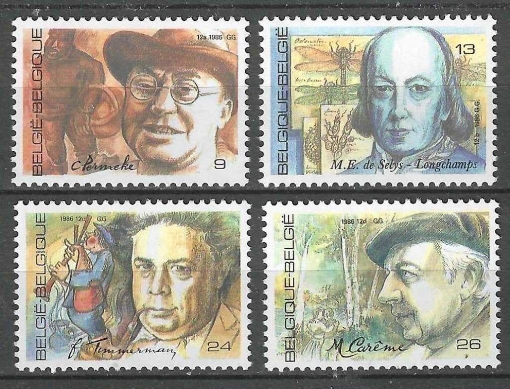 Belgique 1986 - Yvert/OBP 2225-2228 - Personnages belge (PF), Envoi, Non oblitéré, Neuf