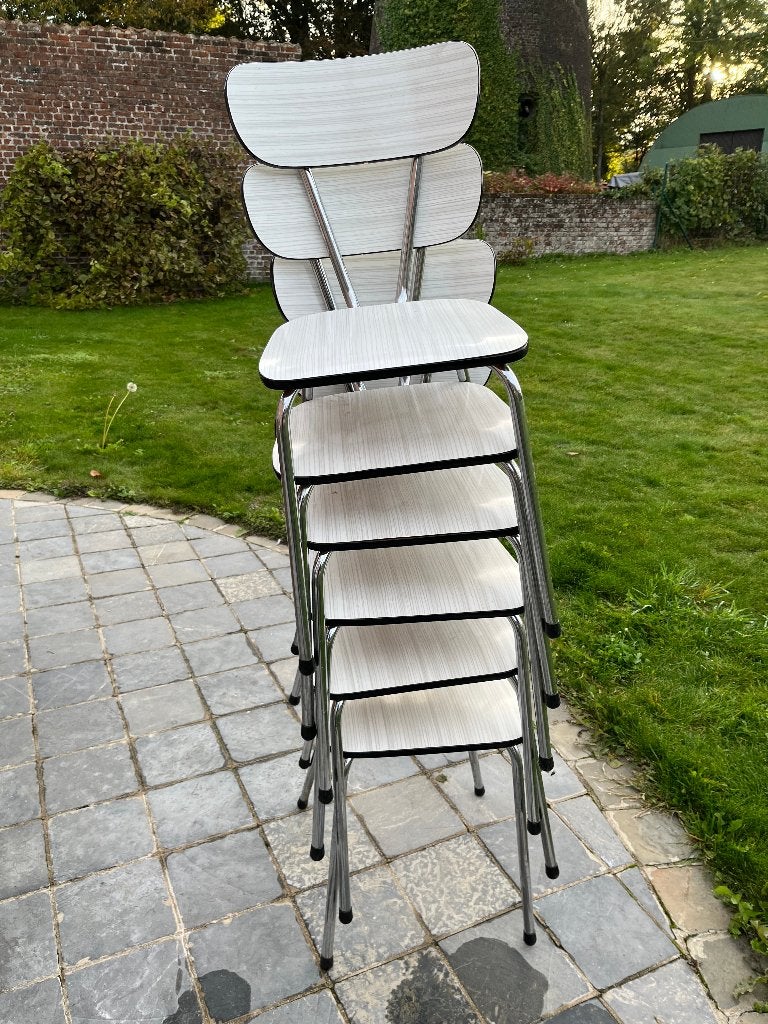 6 chaises de cuisine, Vintage, Enlèvement, Blanc, Cinq, Six Chaises ou plus