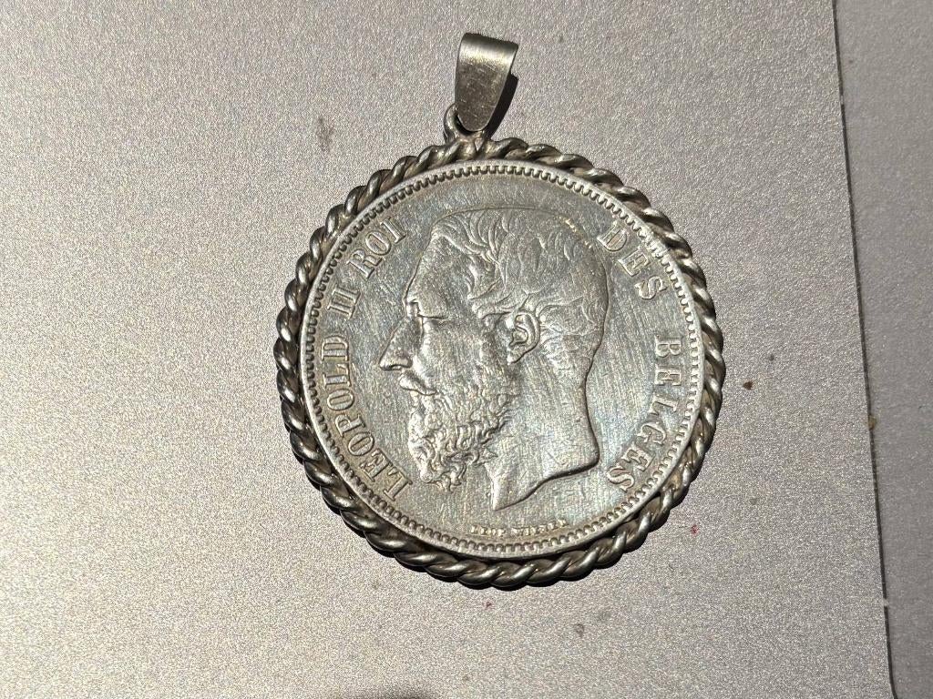 zilveren munt 5 Frank Leopold 2, 1867, Postzegels en Munten, Ophalen, Zilver, Losse munt, Zilver