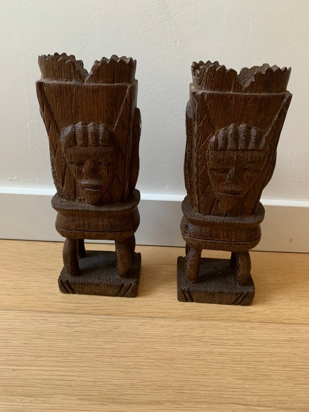 Magnifique ensemble de serre-livres vintage en bois sculptés, Enlèvement ou Envoi, Comme neuf, Boho