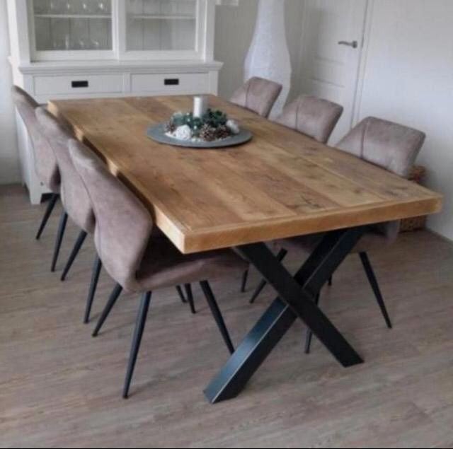 steigerhout tafels met stalen X of U poten gratis levering, Huis en Inrichting, Tafels | Eettafels, Ophalen of Verzenden, Nieuw