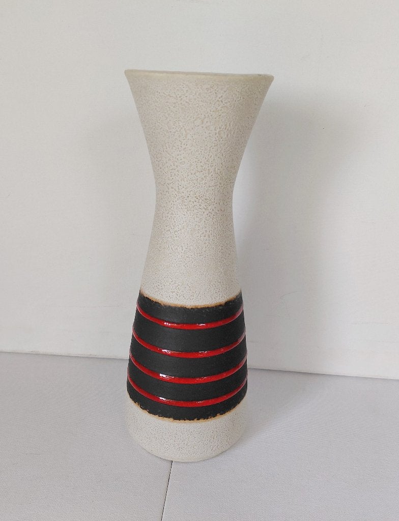Vintage Jasba Keramik Vaas N 602/22 Jr 60 Diabolo Fat Lava, Huis en Inrichting, Woonaccessoires | Vazen, 28 cm, Beige, Ophalen of Verzenden