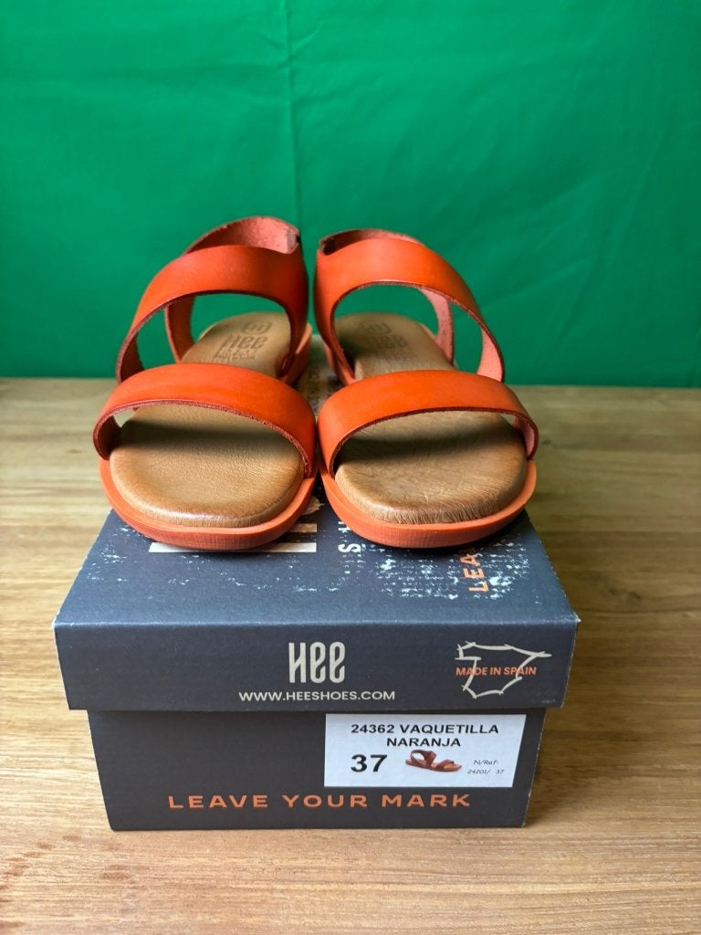 HEE 24362 Naranja oranje leren sandalen maat 37, ANDERE, Enlèvement ou Envoi, Comme neuf, Orange