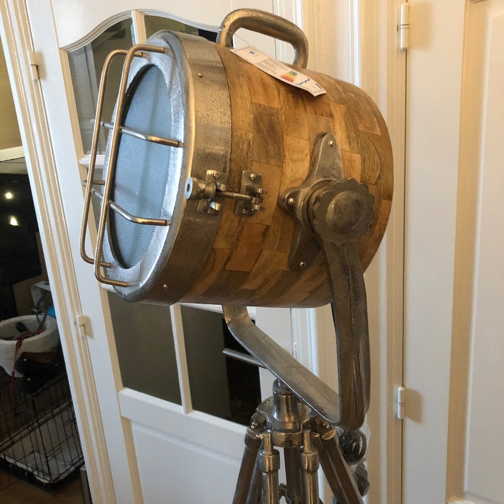 VLOERLAMP STAANDE LAMP Studio DESIGNLAMP Flamant NIKKEL/HOUT, Ophalen, Huis en Inrichting