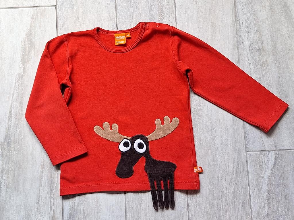 ✿ M104 - Longsleeve Lipfish rendier, Kinderen en Baby's, Kinderkleding | Maat 104, Zo goed als nieuw, Jongen of Meisje, Shirt of Longsleeve