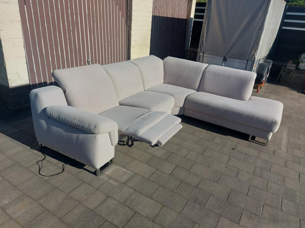 GRATIS LEVERING - Beige/witte elektrische relax zetel, Huis en Inrichting, Ophalen of Verzenden