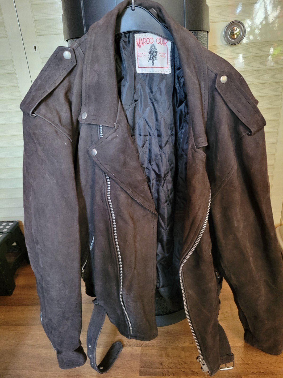 blouson en cuir de style Perfecto.vintage cuir véritable xxl, Vintage, Brun, Autres tailles, Porté