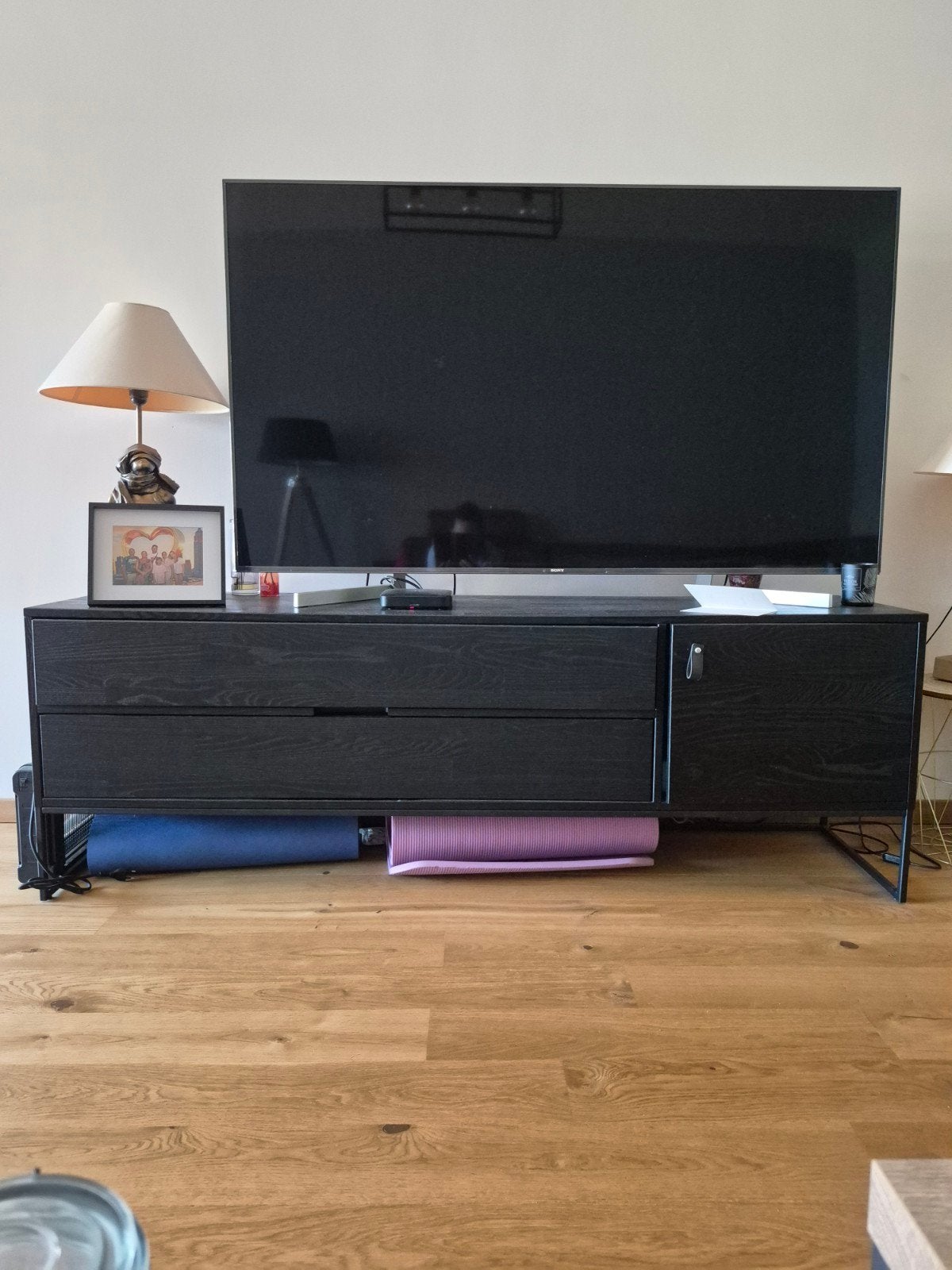 zwarte tv kast, Ophalen, 150 tot 200 cm, Modern landelijk, Zo goed als nieuw