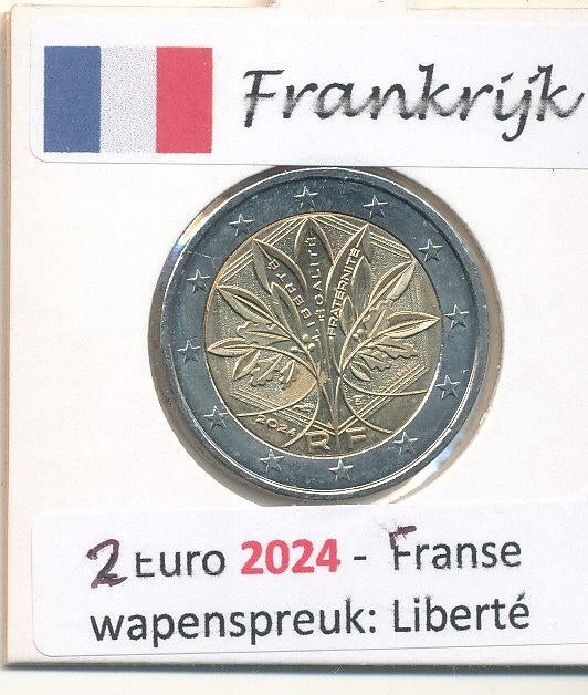 Frankrijk 2 euro 2024 "Liberté, Egalité, Fraternité", Postzegels en Munten, Munten | Europa | Euromunten, 2 euro, Ophalen of Verzenden