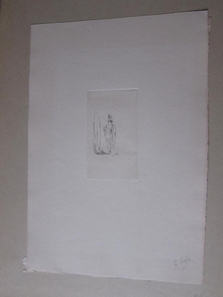 Gravure Félicien Rops Signée 1880, Antiquités & Art, Signé, Gravure, Portrait, 1800 - 1899