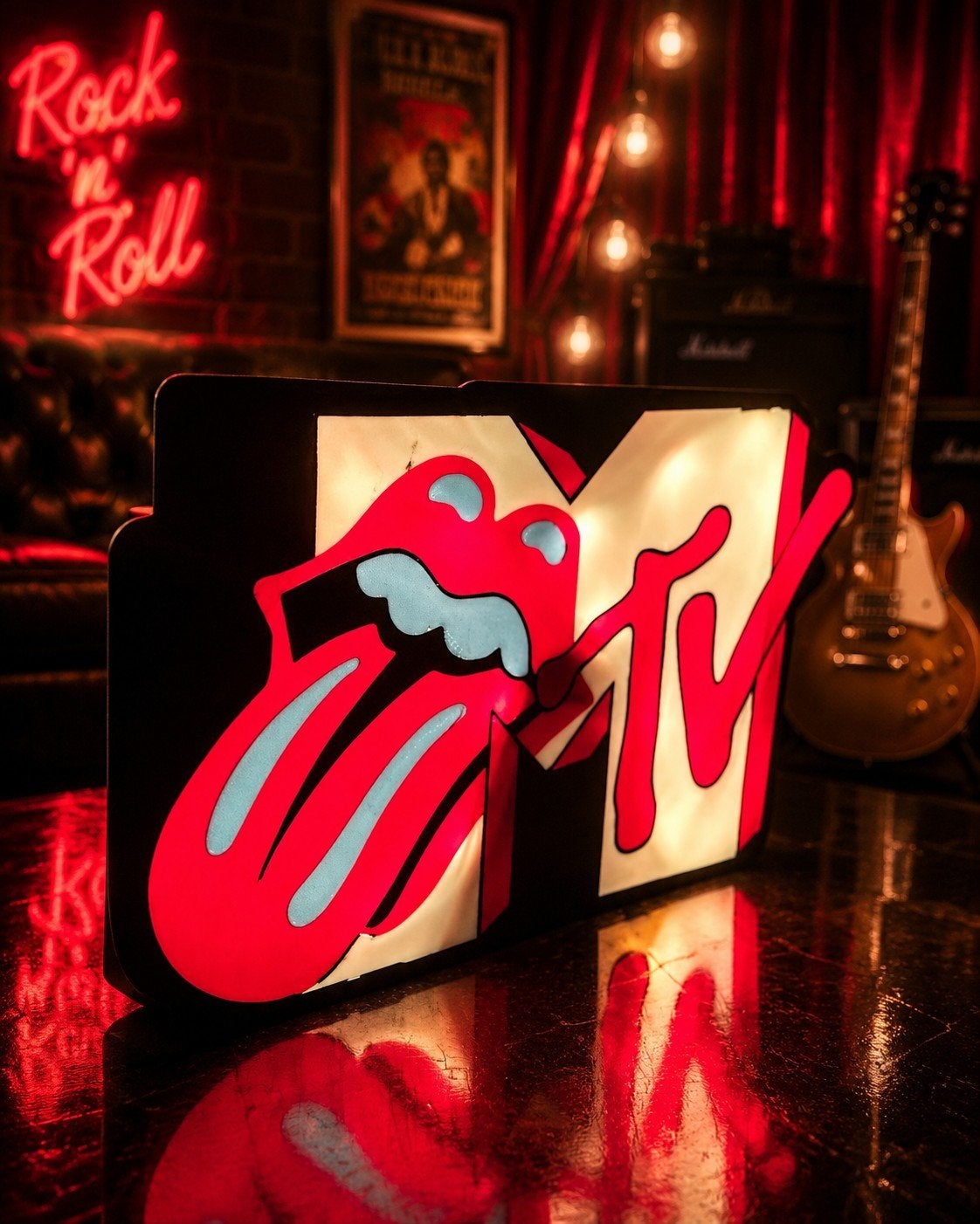 Unieke Rolling Stones reclamebak met LED verlichting., Verzamelen, Merken en Reclamevoorwerpen, Ophalen of Verzenden, Nieuw, Lichtbak of (neon) lamp
