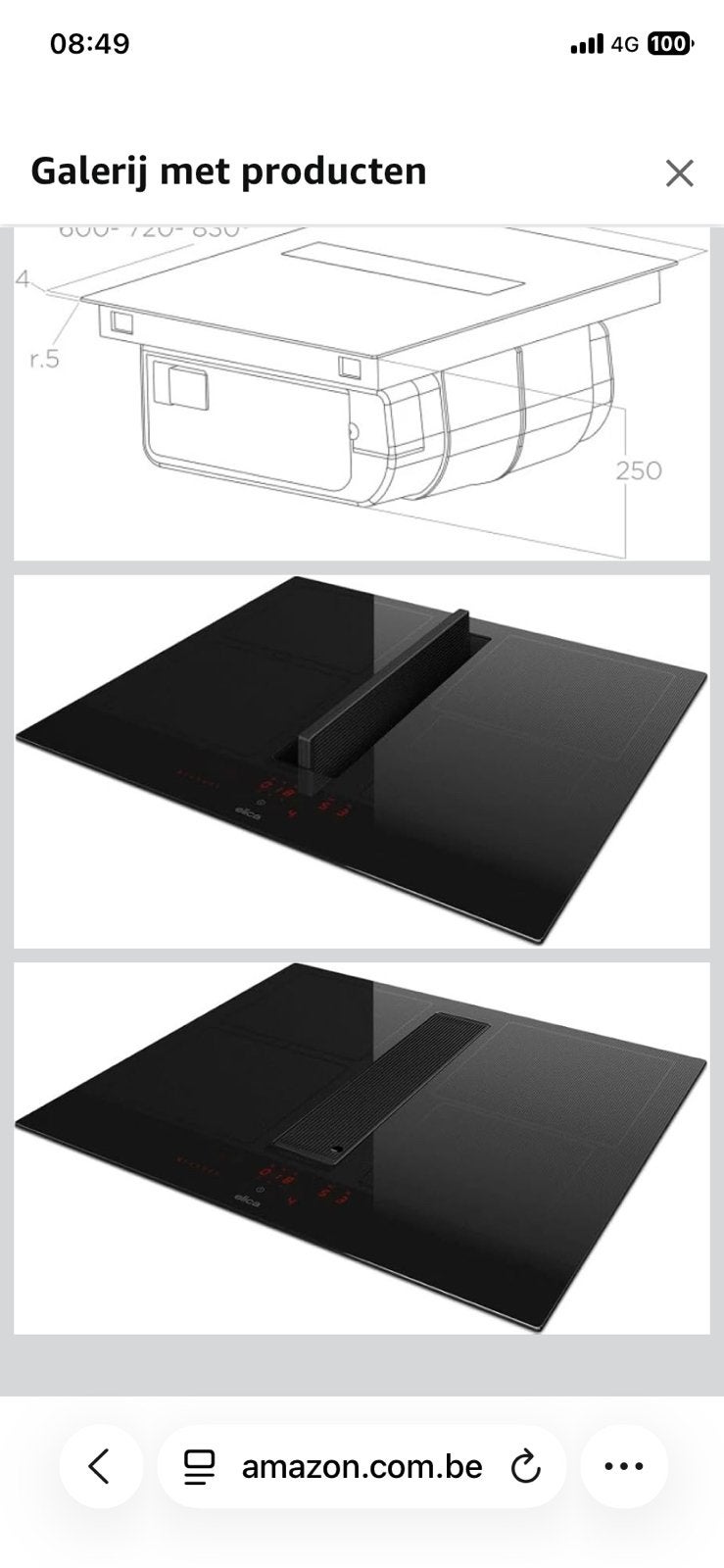 Inductieplaat 75cm met afzuiging incl ., Electroménager, Enlèvement, Comme neuf