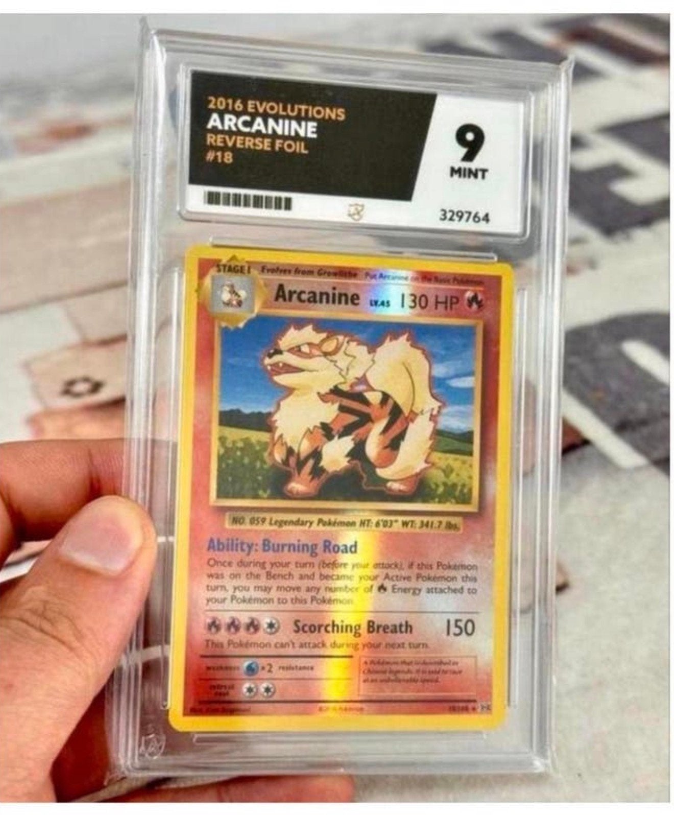 Pokemon 2016 ARCANINE reverse holo #18 18/108 grade 9 mint, Ophalen of Verzenden, Nieuw, Losse kaart, Foil