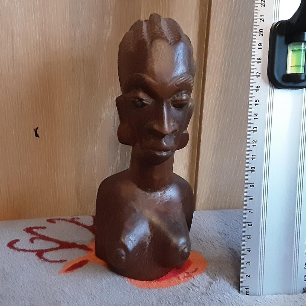 Volhouten Afrikaanse vrouwen bust H20cm Houtsnijwerken beeld, Antiek en Kunst, Ophalen of Verzenden, Handgemaakt, 20 - 50 cm, Beeld