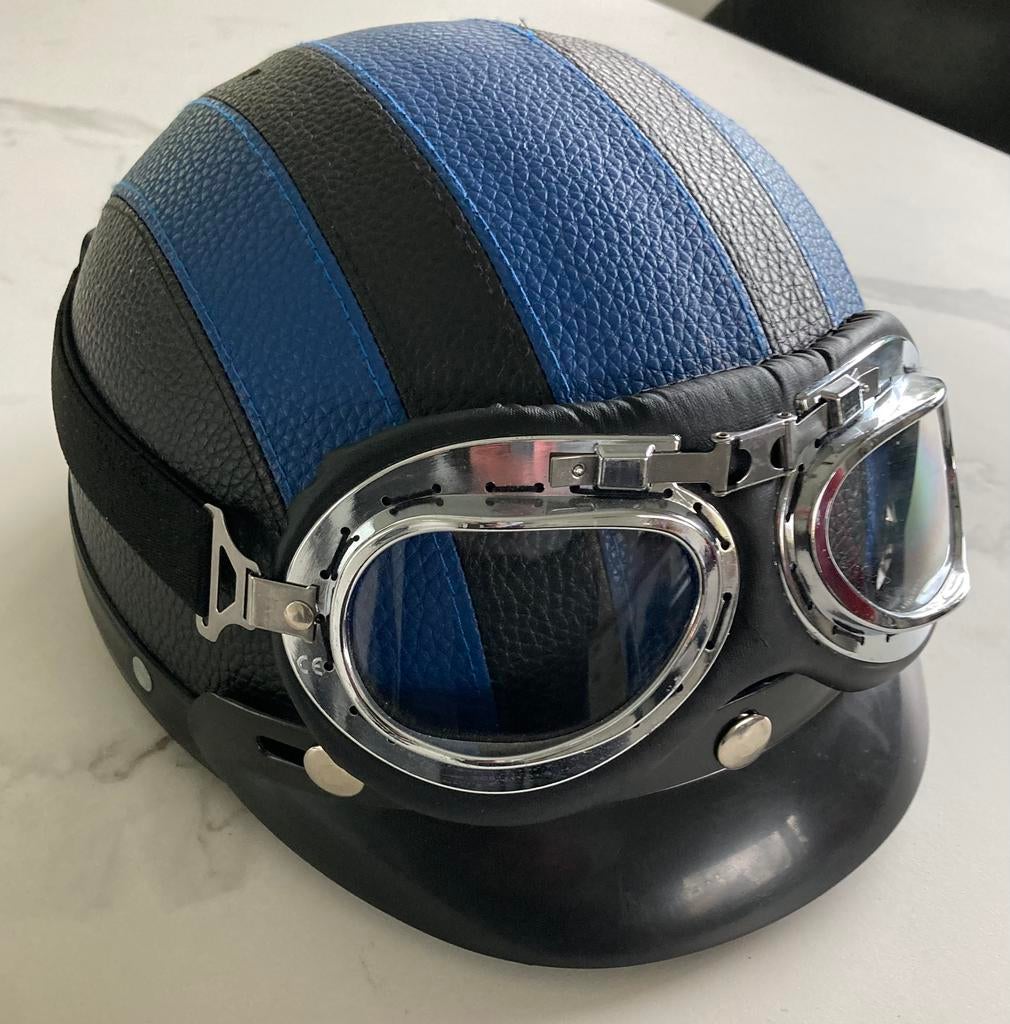 Retro scooterhelm met bril, nooit gedragen, Fietsen en Brommers, Brommerhelmen, Ophalen, Nieuw