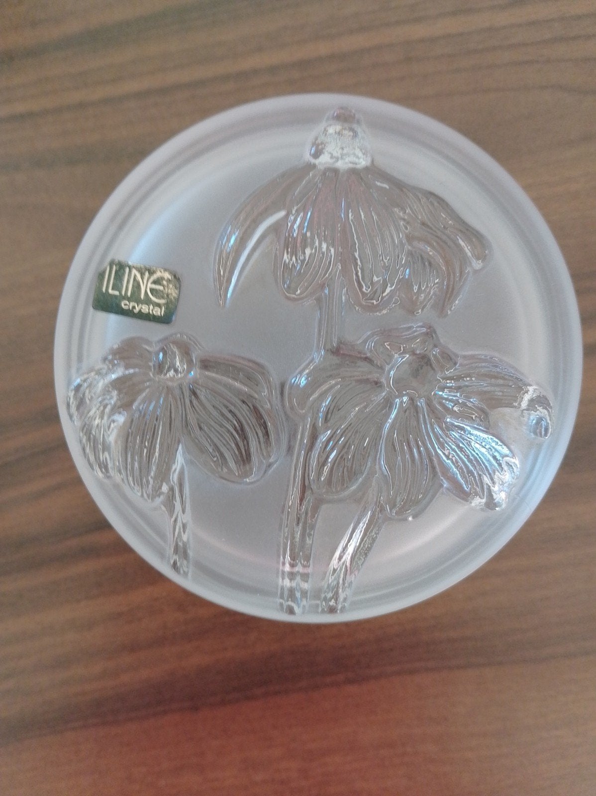 Vintage Iline kristal bonbonniere , met sticker, Antiek en Kunst, Antiek | Glaswerk en Kristal, Ophalen of Verzenden