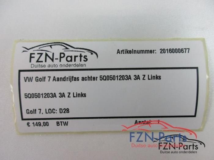 VW Golf 7 Aandrijfas Links achter, Autos : Pièces & Accessoires, Enlèvement ou Envoi, Utilisé
