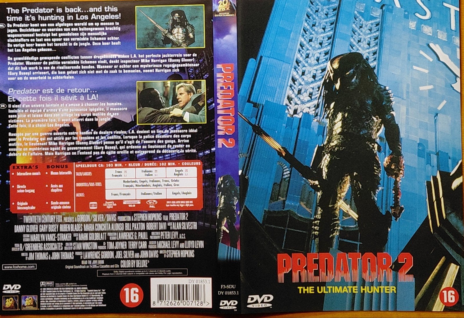 DVD Predator 2 : Le chasseur ultime, Néerlandais, Enlèvement ou Envoi, Néerlandais, Thriller d'action