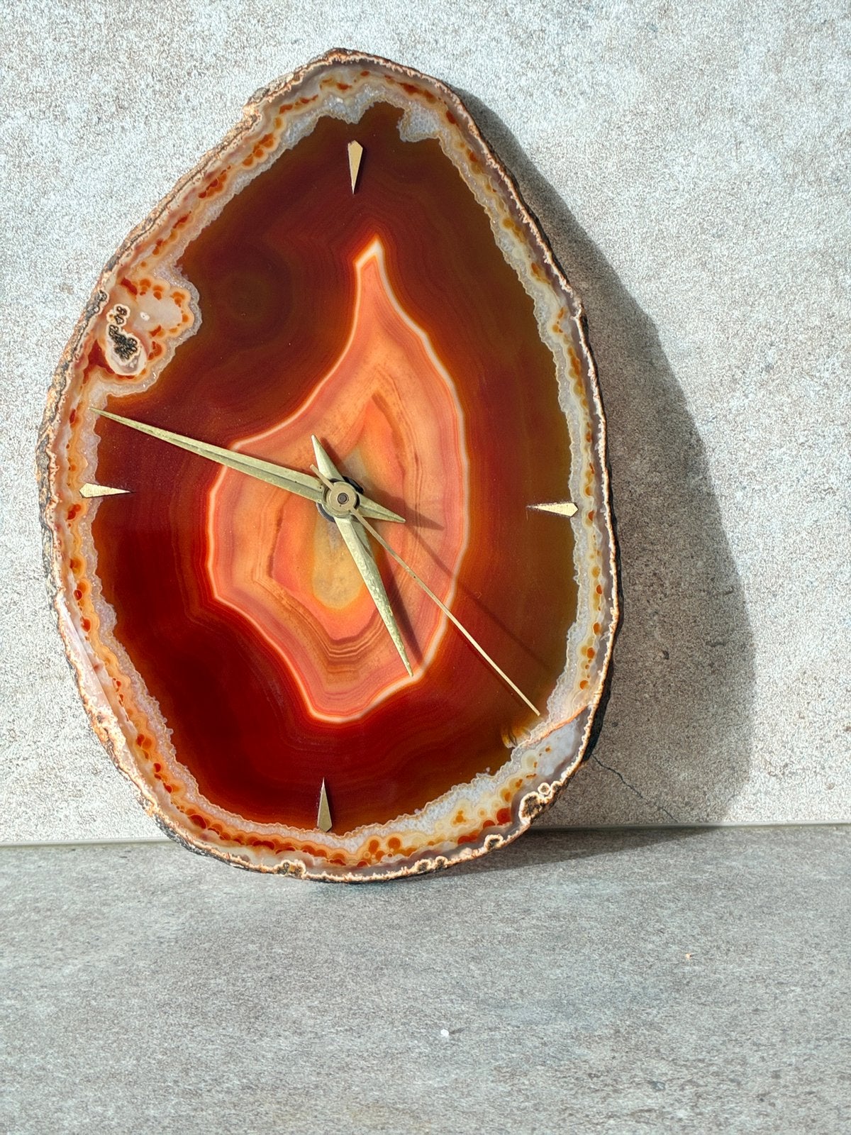 Horloge vintage en agate — Junghans Quartz W738 — s 1970, Enlèvement ou Envoi