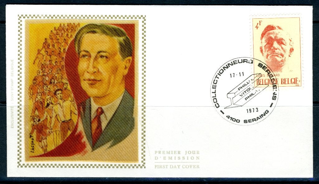 (B) 1690 FDC z/s 1973 - Louis Pierard (1886-1952), Timbres & Monnaies, Oblitéré, Affranchi, Oblitération 1er jour, Envoi