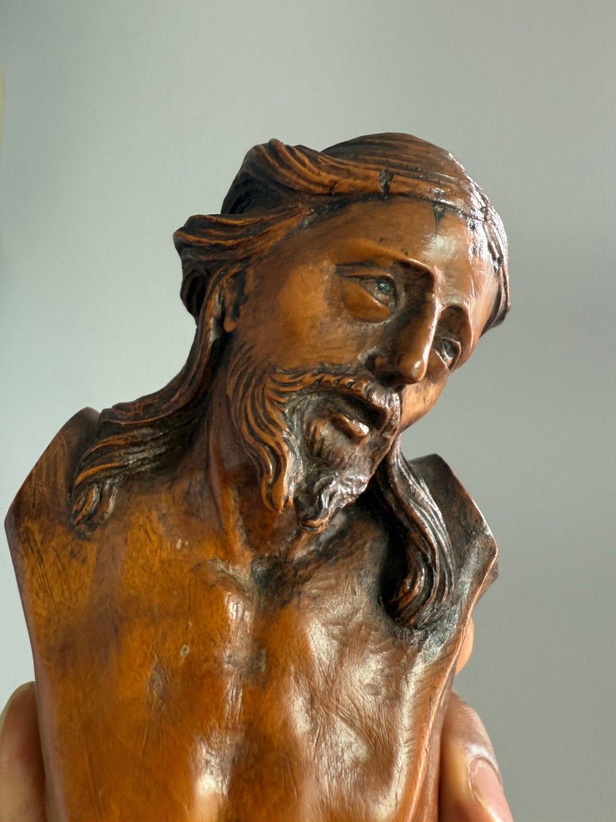 Antiek buxushouten Christus / 17e - 18e eeuw, Enlèvement ou Envoi, Statue